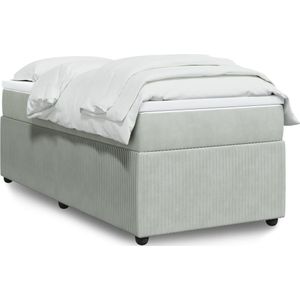vidaXL Boxspringbett mit Matratze Hellgrau 100x200 cm Samt