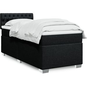 vidaXL Boxspringbett mit Matratze Schwarz 90x200 cm Stoff