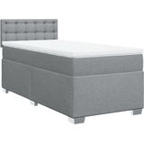 vidaXL - Boxspring - met - matras - stof - lichtgrijsx200 - cm