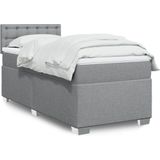 vidaXL - Boxspring - met - matras - stof - lichtgrijsx200 - cm