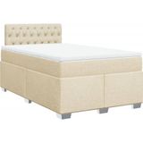 vidaXL Boxspringbett mit Matratze Creme 120x200 cm Stoff