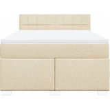 Vidaxl - Boxspringbett mit Matratze Creme 140x200 cm Stoff