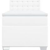 vidaXL - Boxspring - met - matras - kunstleer - wit - 100x200 - cm