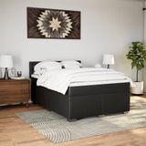 vidaXL - Boxspring - met - matras - kunstleer - zwartx190 - cm