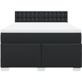 vidaXL - Boxspring - met - matras - kunstleer - zwartx190 - cm