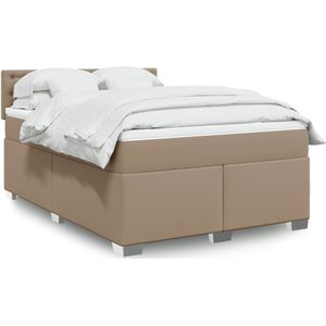 vidaXL Boxspringbett Matratze Cappuccino-Braun 140x190cm Kunstleder