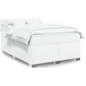 vidaXL Boxspring - Kunstleer - Wit - Inclusief Pocketveringmatras