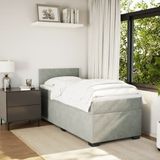vidaXL Boxspring met matras fluweel lichtgrijs 80x200 cm