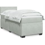 vidaXL Boxspring met matras fluweel lichtgrijs 80x200 cm