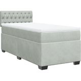 vidaXL Boxspringbett mit Matratze Hellgrau 80x200 cm Samt