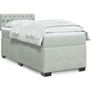 vidaXL - Boxspring - met - matras - fluweel - lichtgrijsx200 - cm