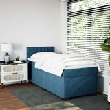 vidaXL Boxspringbett mit Matratze Dunkelblau 80x200 cm Samt