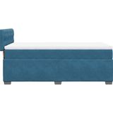 vidaXL Boxspringbett mit Matratze Dunkelblau 80x200 cm Samt