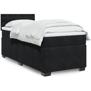vidaXL Boxspringbett mit Matratze Schwarz 90x200 cm Samt