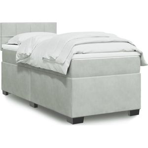 vidaXL Boxspringbett mit Matratze Hellgrau 90x200 cm Samt