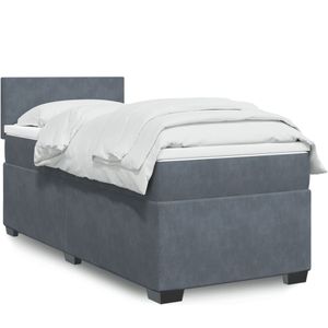 vidaXL Boxspringbett mit Matratze Dunkelgrau 100x200 cm Samt