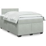 vidaXL - Boxspring - met - matras - fluweel - lichtgrijsx190 - cm