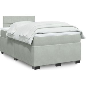 vidaXL - Boxspring - met - matras - fluweel - lichtgrijsx190 - cm