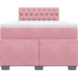 vidaXL Boxspring met matras fluweel roze 120x190 cm