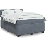 vidaXL Boxspringbett mit Matratze Dunkelgrau 140x190 cm Samt