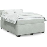 vidaXL - Boxspring - met - matras - fluweel - lichtgrijs - 140x200 - cm