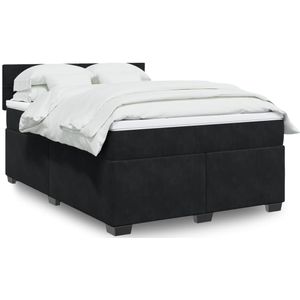 vidaXL Boxspring met matras fluweel zwart 160x200 cm