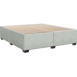 vidaXL - Boxspring - met - matras - fluweel - lichtgrijs - 200x200 - cm