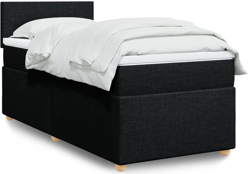 vidaXL - Boxspring - met - matras - stof - zwartx190 - cm