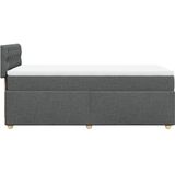 vidaXL Boxspringbett mit Matratze Dunkelgrau 90x190 cm Stoff