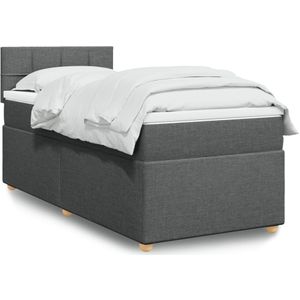 vidaXL Boxspringbett mit Matratze Dunkelgrau 90x200 cm Stoff