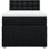 vidaXL Boxspring met matras stof zwart 100x200 cm