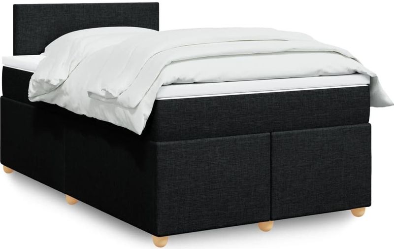 vidaXL Boxspring met matras stof zwart 120x190 cm