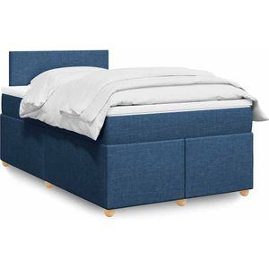 vidaXL Boxspringbett mit Matratze Blau 120x190 cm Stoff