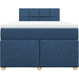 vidaXL Boxspring met matras stof blauw 120x190 cm