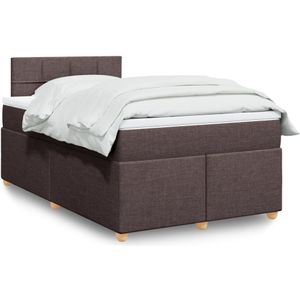 vidaXL Boxspring met matras stof donkerbruin 120x200 cm