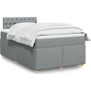 vidaXL Boxspring met matras stof lichtgrijs 120x200 cm