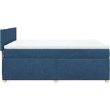 vidaXL Boxspringbett mit Matratze Blau 140x200 cm Stoff