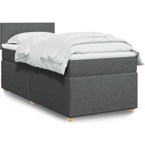 vidaXL - Boxspring - met - matras - stof - donkergrijs - Single