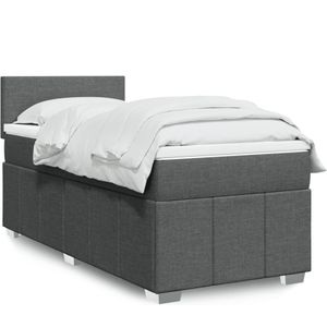 vidaXL - Boxspring - met - matras - stof - donkergrijsx200 - cm