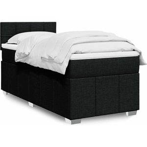 vidaXL Boxspringbett mit Matratze Schwarz 80x200 cm Stoff