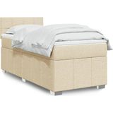 vidaXL Boxspring met matras stof crèmekleurig 80x200 cm