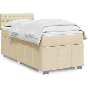 vidaXL Boxspringbett mit Matratze Creme 80x200 cm Stoff