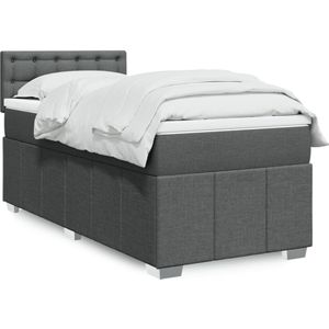 vidaXL Bett Boxspringbett mit Matratze Dunkelgrau 80x200 cm Stoff