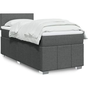 vidaXL Boxspringbett mit Matratze Dunkelgrau 90x190 cm Stoff