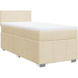 vidaXL Boxspring met matras stof crèmekleurig 90x190 cm