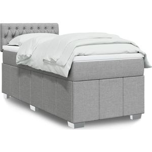 vidaXL - Boxspring - met - matras - stof - lichtgrijsx200 - cm