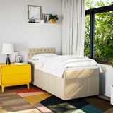 vidaXL Boxspring met matras stof crèmekleurig 90x200 cm