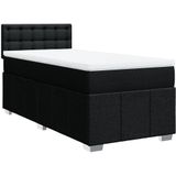 vidaXL - Boxspring - met - matras - stof - zwart - 90x200 - cm