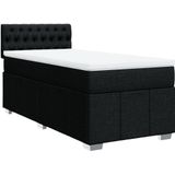 vidaXL Boxspringbett mit Matratze Schwarz 100x200 cm Stoff