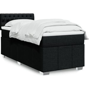 vidaXL Boxspring met matras stof zwart 100x200 cm
